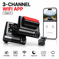 Caméra embarquée triple objectif 1080P avec Wi-Fi intégré, écran IPS 3 pouces, Type C, batterie 150 mAh, 64 Go, capteur G