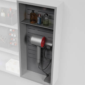 أرفف حمام بلاستيكية حديثة صناديق تخزين مضيئة ألواح مثقبة رفوف معلقة للمروحة مقاومة للماء قابلة للتعديل للفنادق - Product Image 2