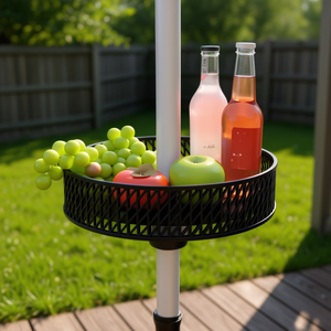 <b>Adjustable</b> Patio Umbrella <b>Table</b> With Tray Outdoor Furniture Plastic Contemporary Design - Product Image 2