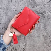 Dompet kecil wanita posisi Multi kartu warna permen lucu, tas kartu baru langsung pabrik kualitas tinggi, dompet koin lipat tiga rumbai