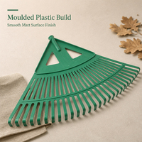 Râteau à feuilles en plastique vert avec manche en bois, tête éventail légère pour l'élimination des feuilles tombées, outils d'entretien de jardin domestique, vente en gros