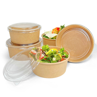 Bols en papier kraft à double paroi jetables personnalisés avec couvercles, qualité alimentaire, compatibles micro-ondes, imperméables, biodégradables