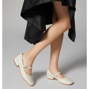 <span class=keywords><strong>Zapatos</strong></span> planos de piel de oveja para mujer Mary Jane Casual Preppy Square Toe cuero genuino otoño antideslizante cómodos <span class=keywords><strong>zapatos</strong></span> individuales - Product Image 3