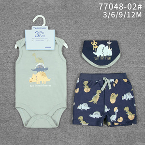 Conjuntos <span class=keywords><strong>de</strong></span> <span class=keywords><strong>Ropa</strong></span> para Bebé Recién Nacido <span class=keywords><strong>de</strong></span> 0 a 6 Meses para Niño, Conjunto <span class=keywords><strong>de</strong></span> 3 Piezas, Mameluco sin Mangas + Pantalones con Babero, Estilo Informal - Product Image 5