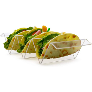 Clair Vague Forme Acrylique Porte-Taco Taco Plateau Avec Poignée Pour <span class=keywords><strong>La</strong></span> Maison Restaurant Table À Manger De Bureau - Product Image 2