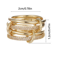 Bague superposée raffinée et étincelante, élégante, en or, au design de niche charmant, accessoire décoratif pour elle