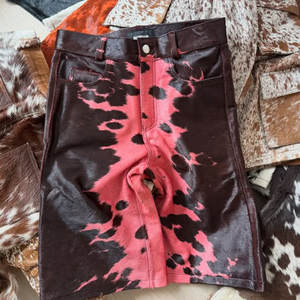 Jorts de mezclilla gruesa vintage personalizados de alta calidad con corte deshilachado, efecto desgastado, estilo cargo, transpirables, con estampado <span class=keywords><strong>animal</strong></span> de vaca, para verano - Product Image 3