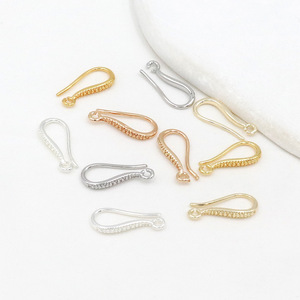 8K gold-plated copper U-shaped ear <b>hooks</b> with a smooth inner <b>hook</b>, 14K gold-plated copper; DIY handmade <b>earring</b> semi-finished - Product Image 2