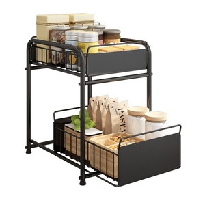 Modern Stainless Steel Kitchen <b>Sink</b> <b>Racks</b> Non-Folding Double-Tier Seasoning Storage Waterproof Towel <b>Rack</b> - Product Image 1