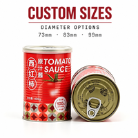 Boîte en fer blanc ronde rouge 73mm*113mm de qualité alimentaire avec couvercle à vis facile à ouvrir, personnalisable pour boissons et tomates