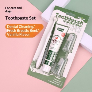 Pet Dog &amp; <strong>Cat</strong> Oral <strong>Cleaning</strong> Toothbrush and Toothpaste Set with Finger Cots Strong Odor Control &amp; Fresh Breath - Product Image 2