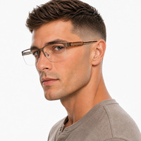 Monture de lunettes de sport en métal tendance, demi-monture en acier inoxydable, verres optiques, branches colorées, unisexe
