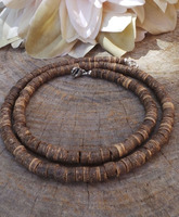 Collier marin de perles Zooying pour homme, sautoir marron, en noix de coco