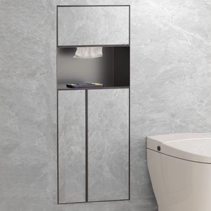 Poubelle de salle de bain encastrable pour hôtels, en acier inoxydable, avec niche dissimulée pour <span class=keywords><strong>papier</strong></span> <span class=keywords><strong>toilette</strong></span> et boîte à mouchoirs - Product Image 6