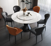 Ensemble de table à manger de luxe en pierre frittée convertible avec 6 chaises, plateau tournant Lazy Susan, base en acier au carbone, moderne, extensible et durable