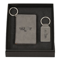 Set gantungan kunci dompet kulit Pu, Set Hadiah dompet kulit Pu Logo kustom modis warna-warni