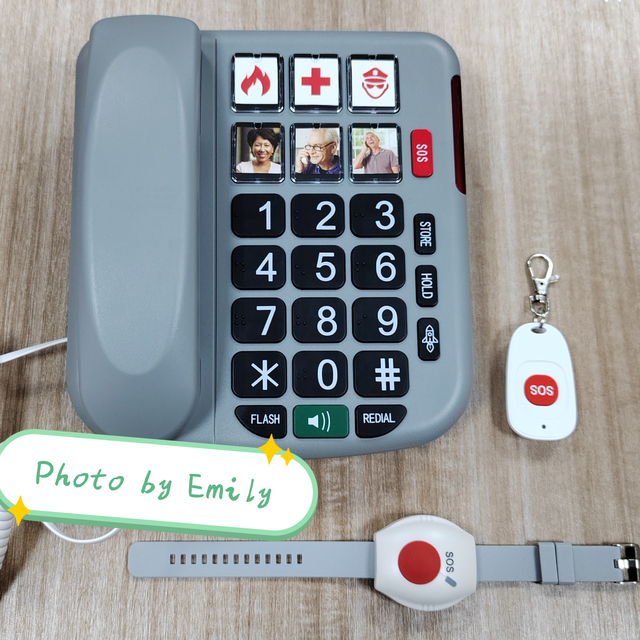 CFH Hot Selling Seniors Big Button Phone Senioren Telefon with SOS Pendent Remote Control Emergency Phone