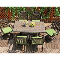 Service à thé traditionnel en fonte d'aluminium pour l'extérieur 4 places Ensemble de jardin design