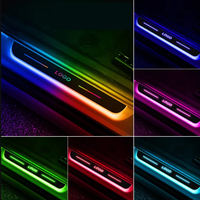 4 pièces voiture porte bienvenue lumière sans fil Rechargeable voiture porte pédale atmosphère lumière rvb voiture Logo Auto porte seuil plaque lampe ambiante