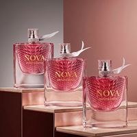 Flacon de parfum en verre 75 ml, base épaisse de luxe, forme plate, personnalisable avec boîte, OEM, flacon de parfum vide, emballage