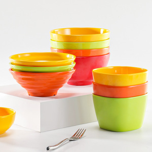 Petits bols colorés en mélamine, ensemble de 4 pièces, pour les fêtes et l'usage quotidien, design uni, vaisselle durable pour hôtel et maison - Product Image 2