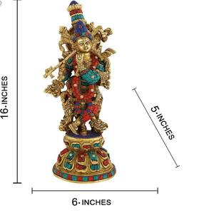 スライブリーOXロードクリシュナ像レジンラダクリシュナブロンズ大型動物像 - Product Image 2