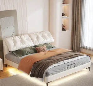 Hersteller Hot Sale Weiches Bett mit großem Stauraum Geeignet für Schlafzimmer möbel Stoff Kiefernholz Moderner nordischer Bett rahmen