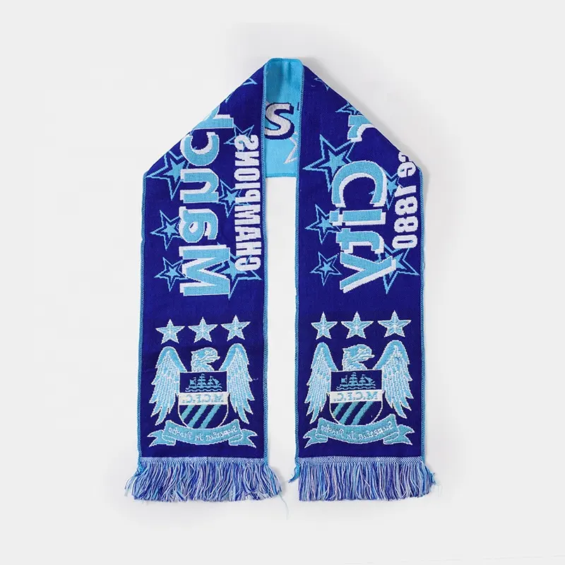 Logo World Soccer Cup Football Team Clubs Fans Scarf Souvenir Scarf Jacquard Scarf Customized Double Side Woven Knit Adult Men