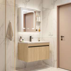 Venta al por mayor de fábrica, tocador de baño con lavabo de cerámica, espejo inteligente, <span class=keywords><strong>muebles</strong></span> de baño personalizados <span class=keywords><strong>para</strong></span> Hotel - Product Image 3