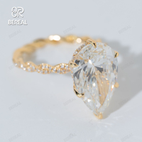 Anillos de compromiso de diamante hechos en laboratorio Vvs personalizados para mujer, de diamante anillo de compromiso de oro amarillo de plata 925 Popular, joyería fina para mujer
