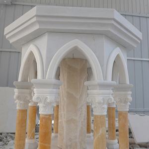 Fábrica al por mayor Hermosa mano tallada mármol natural barato Iglesia Católica fuentes bautismales - Product Image 3