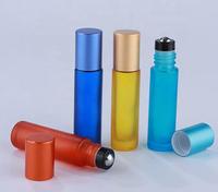 Flacon cosmétique givré en verre mat coloré rechargeable pour déodorant roll-on 8 ml 10 ml, idéal pour huile parfumée - Grande Vente