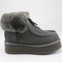 Bottes à talons hauts en peau de mouton grise, chaussures pour femmes, nouvelle collection