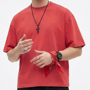 เสื้อยืดคอกลมทรงบ็อกซี่ แบรนด์แฟชั่นอเมริกัน ผ้าฝ้าย 230 กรัม แขนสั้น สีพื้น สำหรับผู้ชาย - Product Image 6