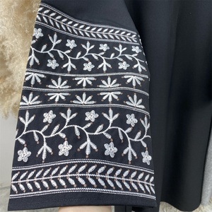 6797# Latest Front Zipper New Women Dress Linen Fabric Popular Embroidery Sleeves With Pockets Classy Muslim Islam Ladies Dress - Product Image 2