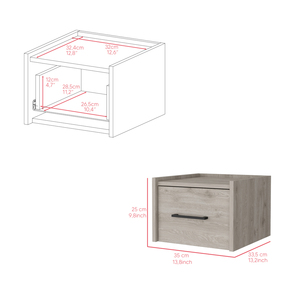Floating Nightstand Calion <b>Light</b> Gray Bedroom Storage Cabinet - Product Image 5