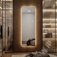 Miroir mural LED moderne pleine longueur avec éclairage pour hôtel, salle de bain, cuisine, salon, salle de sport, appartement, doté d'un interrupteur tactile