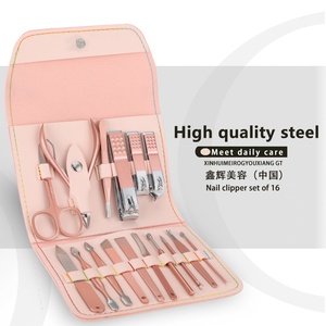 Kit de coupe-ongles professionnel 18 pièces en carbone noir 16-en-1, ensemble de <span class=keywords><strong>pédicure</strong></span> et de <span class=keywords><strong>manucure</strong></span> pour femmes et hommes, en acier inoxydable, étui de voyage et de maison - Product Image 1