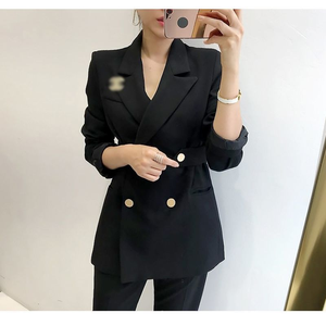 <span class=keywords><strong>Blazer</strong></span> de Doble Botonadura de Color Sólido 2026 para Mujer, Chaqueta de Traje para Oficina, Corte Entallado, Ropa de Trabajo, Antiarrugas, Venta al Por Mayor OEM - Product Image 3