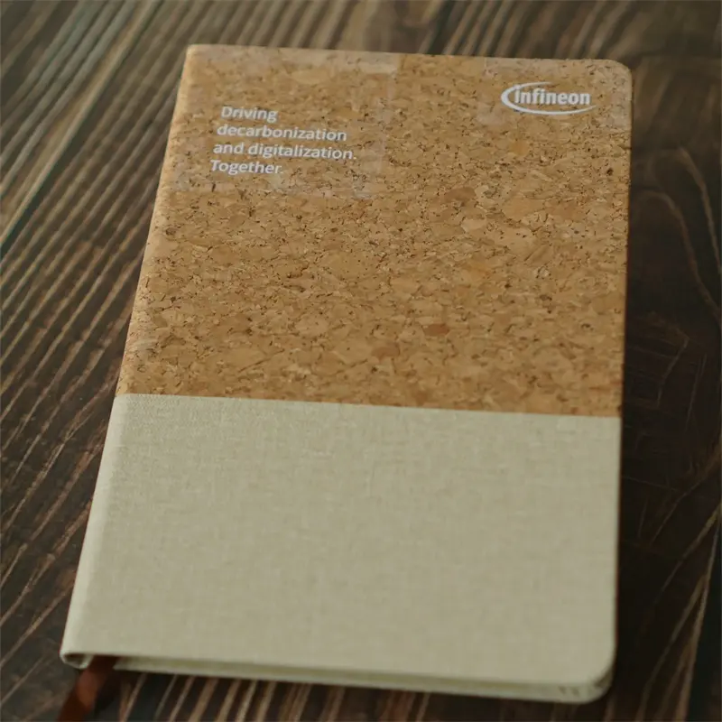 Taccuino in sughero personalizzabile A5 giornale riciclato con copertina rigida in sughero e lino eco regalo promo notebook