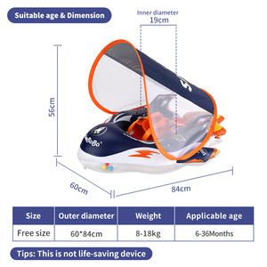سباحة أطفال قابلة للنفخ ، سباحة عائمة للأطفال ، سباحة عائمة ، حلقة حمام سباحة للأطفال من كلوريد البولي فينيل ، صيفية عائمة مع مظلة - Product Image 6