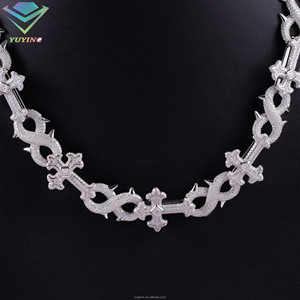 VVS moissanite GRA certificate 925 silver 18K gold plated brilliant cut <b>iced</b> <b>out</b> cross <b>chain</b> hiphop fashion bracelet/necklace - Product Image 4