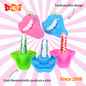 Caramelos al por mayor etiqueta privada personalizada dibujos animados divertidos en forma de boca dulce con sabor a fruta remolino piruleta niños caramelo juguete OEM - Product Image 3