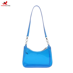 2026 New Release Fashionable <b>Clear</b> Candy-Colored PVC <b>Jelly</b> Underarm Bag Single Zip Water Resistant Women RTS Bulk Mixed Order - Product Image 1