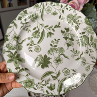 Assiettes de table en porcelaine fine pour événements de mariage, personnalisées, motif floral violet lavande, assiette de présentation en céramique