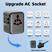 Adaptador de Corriente Multiusos CE FCC 2026, Cargador Rápido GaN de 45W, Adaptador de Viaje Universal Internacional con Tipo C