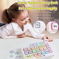 Libro Montessori para niños pequeños, libro educativo sensorial reutilizable, libro silencioso con características de dibujo, idioma inglés