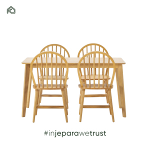 Ensemble de salle à manger Nala, ensemble de salle à manger en teck massif mettant en valeur la durabilité, la beauté naturelle et une ambiance de salle à manger classique - Product Image 3