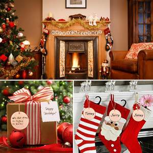 DIY potongan Laser alami bulat potongan kayu yang belum selesai ornamen kayu untuk dekorasi Thanksgiving Natal dan pernikahan - Product Image 5