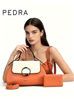Ensemble de sacs à main PEDRA en deux pièces - Sac à main en cuir avec couvercle gaufré - Mini portefeuille assorti - Sac à bandoulière pour femme